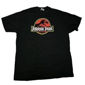 Jurassic Park Movie T-Shirt 90s Single Stitch Large Black Made‎ In USA 1992 Used